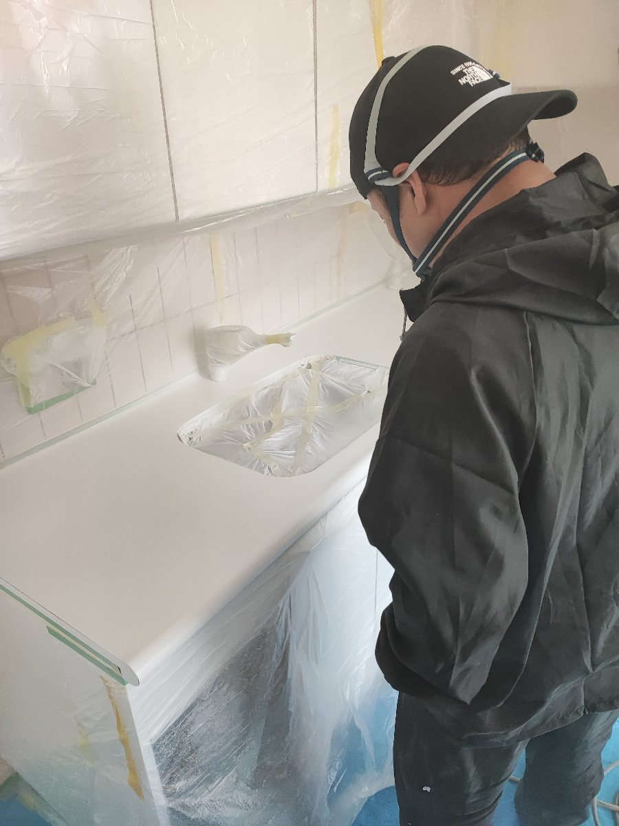 東京都品川区　人工大理石天板特殊塗装